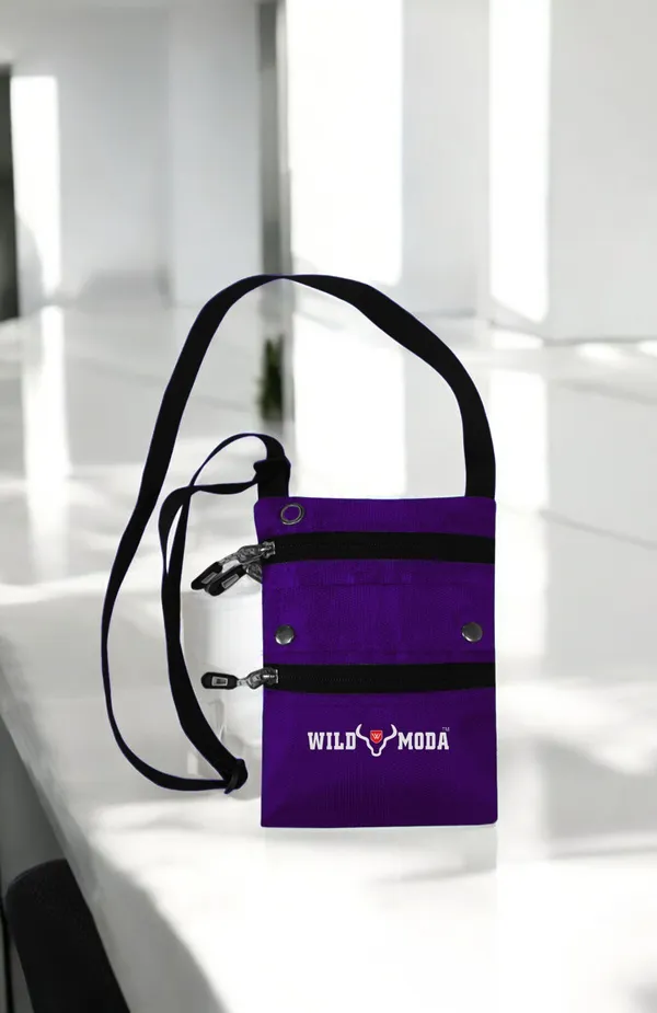 Purple_Polyester_Non-Detachable_Strap_Zipper_Closure_Travel_Sling_Bag_For_Men_&_Women_(21_X_16_Cm)