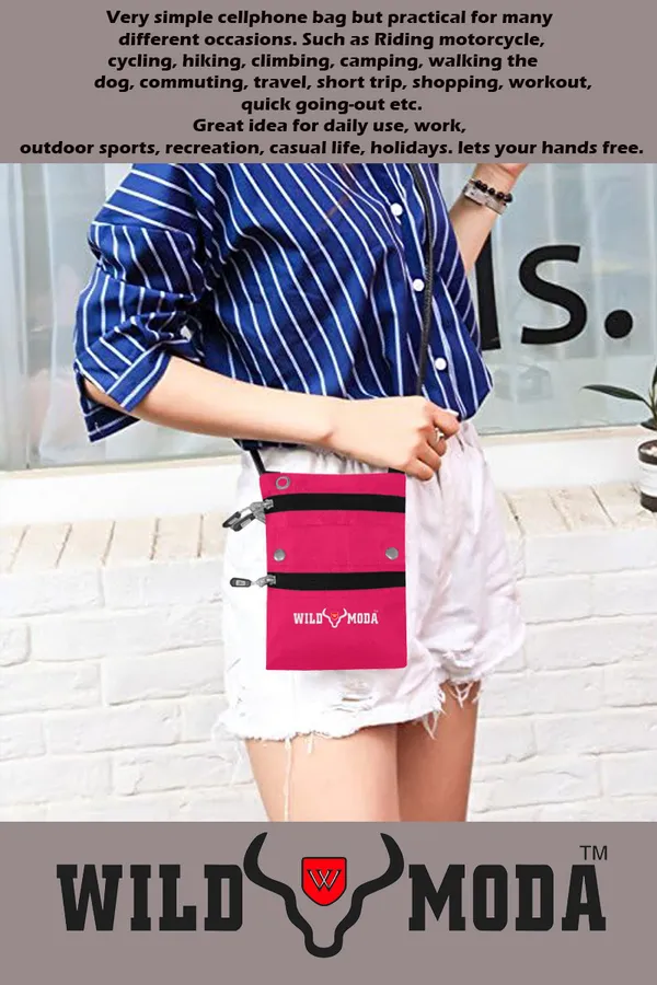 Pink_Polyester_Non-Detachable_Strap_Zipper_Closure_Travel_Sling_Bag_For_Men_&_Women_(21_X_16_Cm)