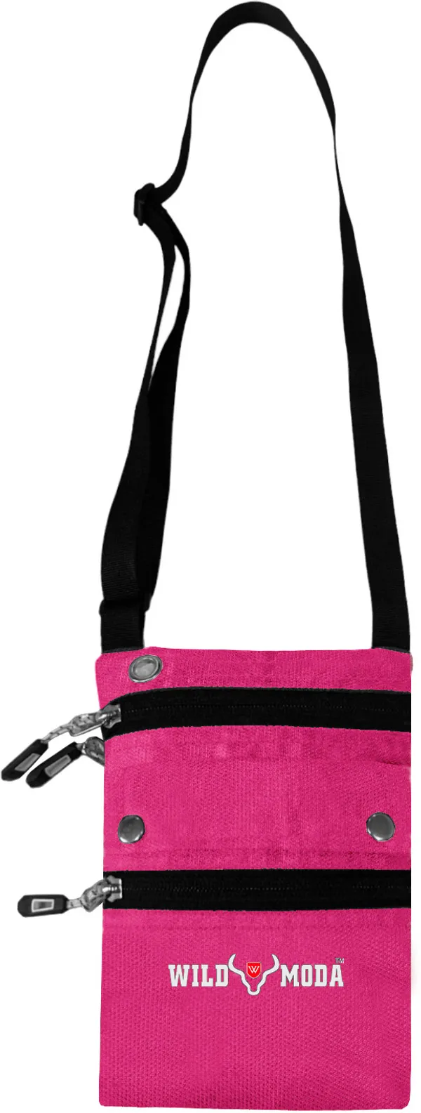 Pink_Polyester_Non-Detachable_Strap_Zipper_Closure_Travel_Sling_Bag_For_Men_&_Women_(21_X_16_Cm)