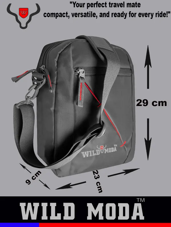 Grey_Polyester_Detachable_Strap_Zipper_Closure_Travel_Sling_Bag_For_Men_&_Women_(29_X_23_Cm)
