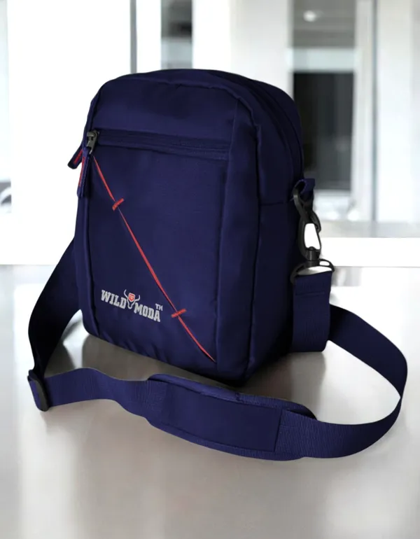 Blue_Polyester_Detachable_Strap_Zipper_Closure_Travel_Sling_Bag_For_Men_&_Women_(29_X_23_Cm)