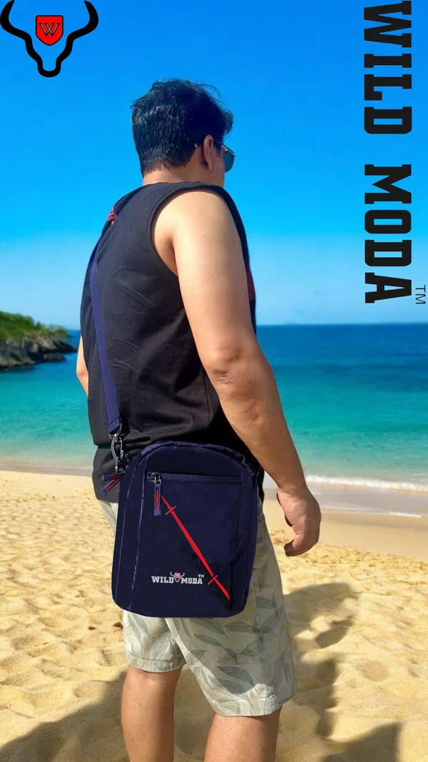 Blue_Polyester_Detachable_Strap_Zipper_Closure_Travel_Sling_Bag_For_Men_&_Women_(29_X_23_Cm)
