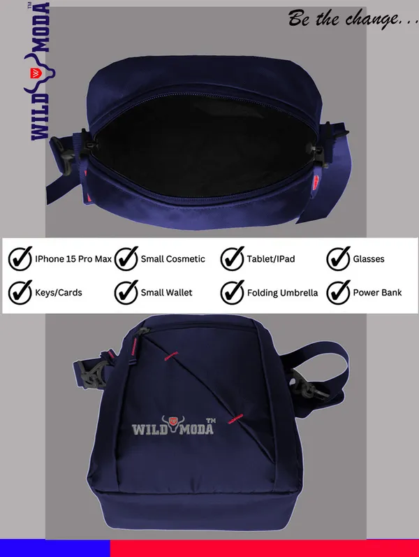 Blue_Polyester_Detachable_Strap_Zipper_Closure_Travel_Sling_Bag_For_Men_&_Women_(29_X_23_Cm)
