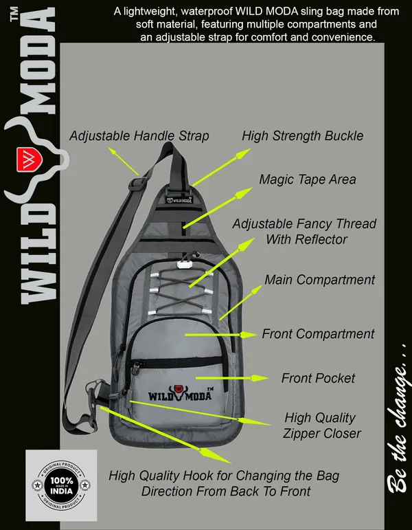 Grey_Polyester_Detachable_Strap_Zipper_Closure_Cross_Body_Sling_Bag_For_Men_&_Women_(33_X_24_Cm)
