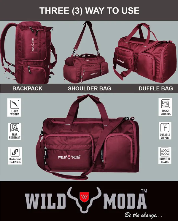 Maroon_Polyester_Gym_Bag_For_Men_&_Women_(45_L)