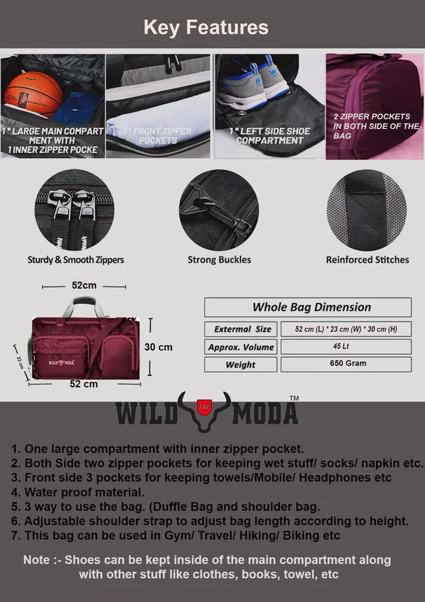 Maroon_Polyester_Heavyduty_Duffel_Without_Wheels_For_Men_&_Women_(20.5_X_9_X_12_In)