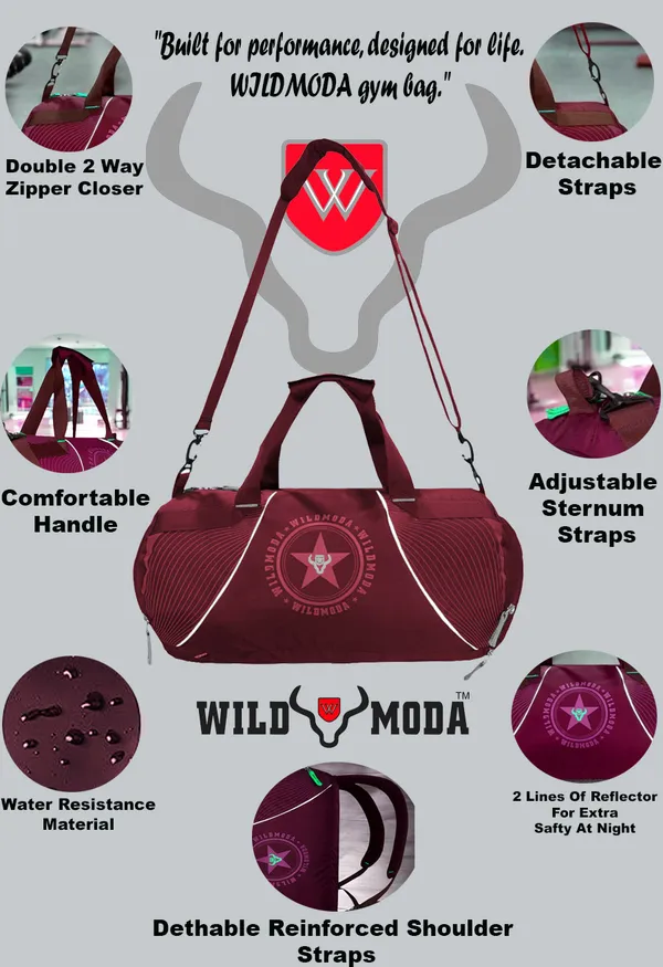 Maroon_Polyester_Gym_Bag_For_Men_&_Women_(40_L)