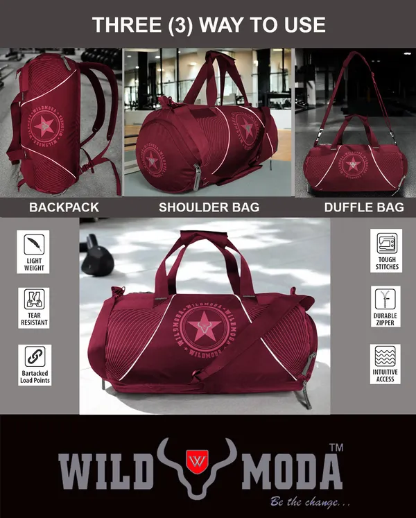 Maroon_Polyester_Gym_Bag_For_Men_&_Women_(40_L)