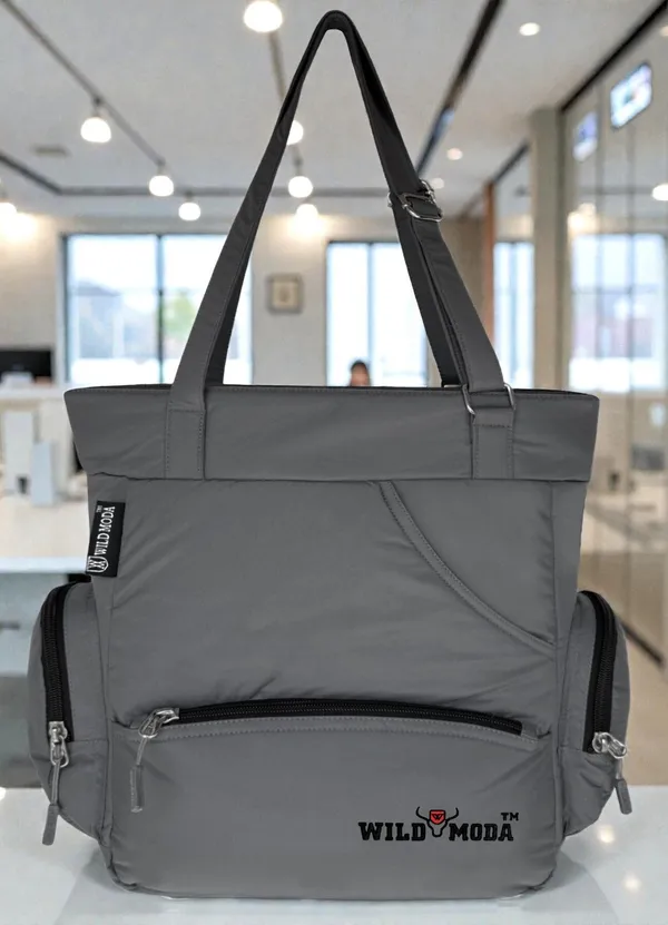 Grey_&_Black_Polyester_Solid_Zip_Closure_Shoulder_Bag_For_Women_(36_X_35_Cm)