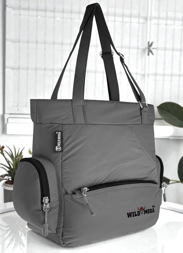 Grey_&_Black_Polyester_Solid_Zip_Closure_Shoulder_Bag_For_Women_(36_X_35_Cm)