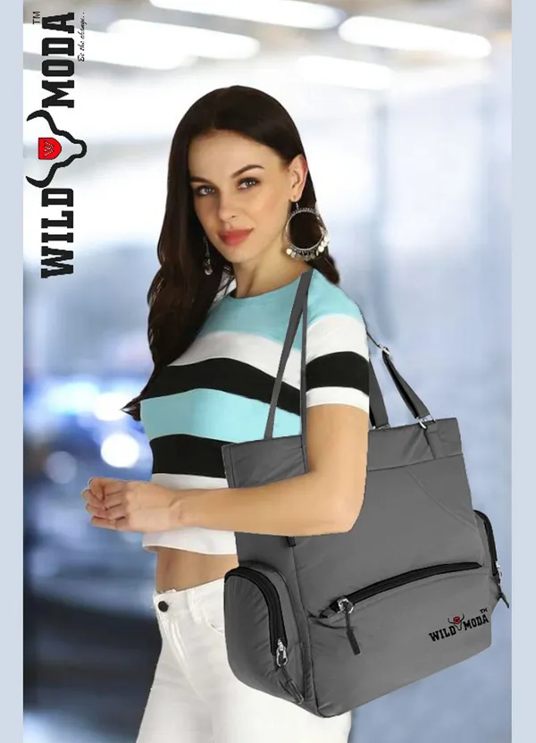Grey_&_Black_Polyester_Solid_Zip_Closure_Shoulder_Bag_For_Women_(36_X_35_Cm)