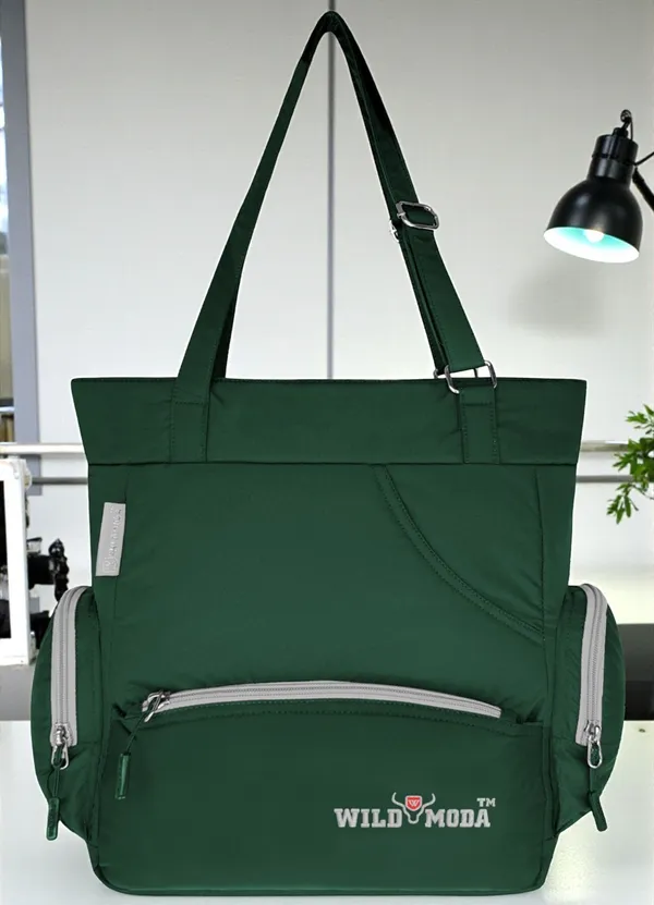 Green_&_Grey_Polyester_Solid_Zip_Closure_Shoulder_Bag_For_Women_(36_X_35_Cm)