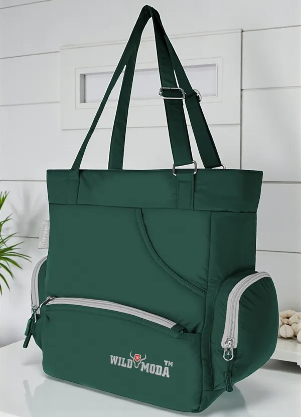 Green_&_Grey_Polyester_Solid_Zip_Closure_Shoulder_Bag_For_Women_(36_X_35_Cm)