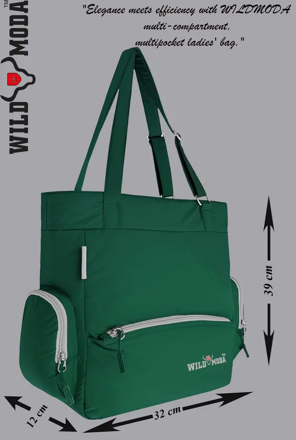 Green_&_Grey_Polyester_Solid_Zip_Closure_Shoulder_Bag_For_Women_(36_X_35_Cm)