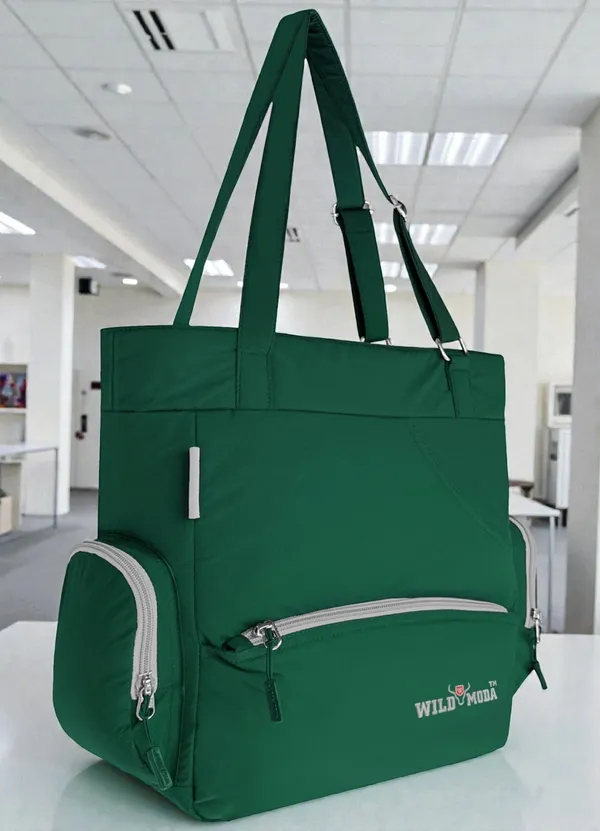Green_&_Grey_Polyester_Solid_Zip_Closure_Shoulder_Bag_For_Women_(36_X_35_Cm)