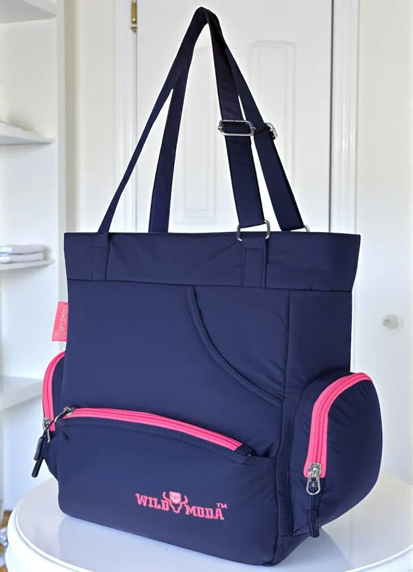 Blue_&_Pink_Polyester_Solid_Zip_Closure_Shoulder_Bag_For_Women_(36_X_35_Cm)