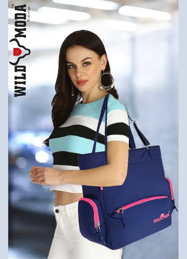 Blue_&_Pink_Polyester_Solid_Zip_Closure_Shoulder_Bag_For_Women_(36_X_35_Cm)