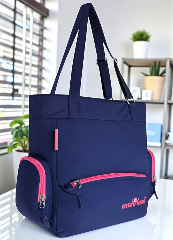 Blue_&_Pink_Polyester_Solid_Zip_Closure_Shoulder_Bag_For_Women_(36_X_35_Cm)