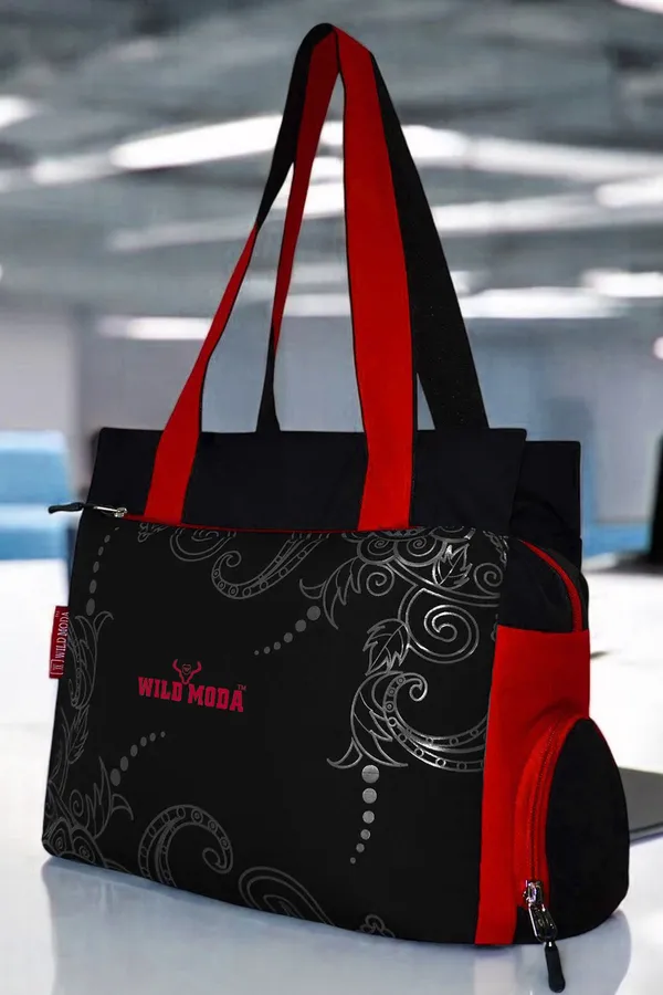 Black_&_Red_Polyester_Printed_Zip_Closure_Shoulder_Bag_For_Women_(27_X_35_Cm)