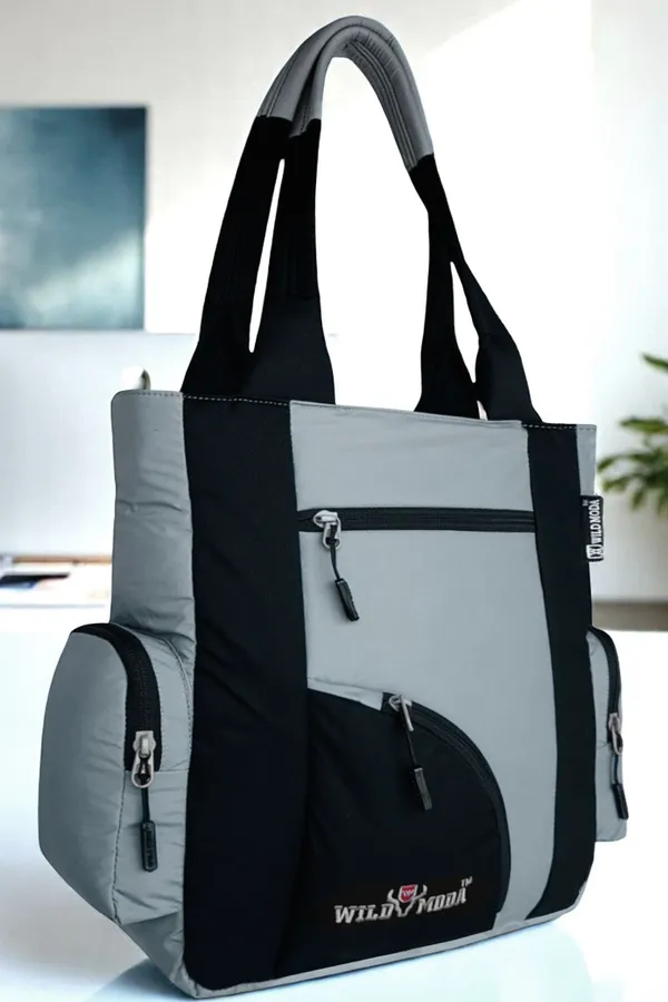 Black_&_Grey_Polyester_Solid_Zip_Closure_Tote_For_Women_(39_X_32_Cm)