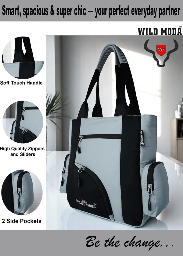 Black_&_Grey_Polyester_Solid_Zip_Closure_Tote_For_Women_(39_X_32_Cm)