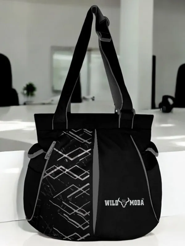 Black_&_Grey_Polyester_Printed_Zip_Closure_Shoulder_Bag_For_Women_(31_X_33_Cm)