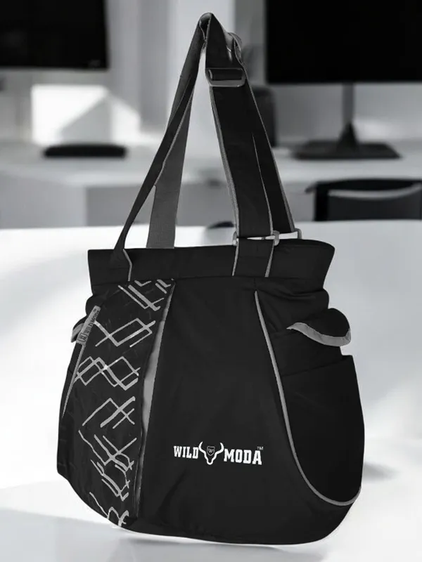 Black_&_Grey_Polyester_Printed_Zip_Closure_Shoulder_Bag_For_Women_(31_X_33_Cm)