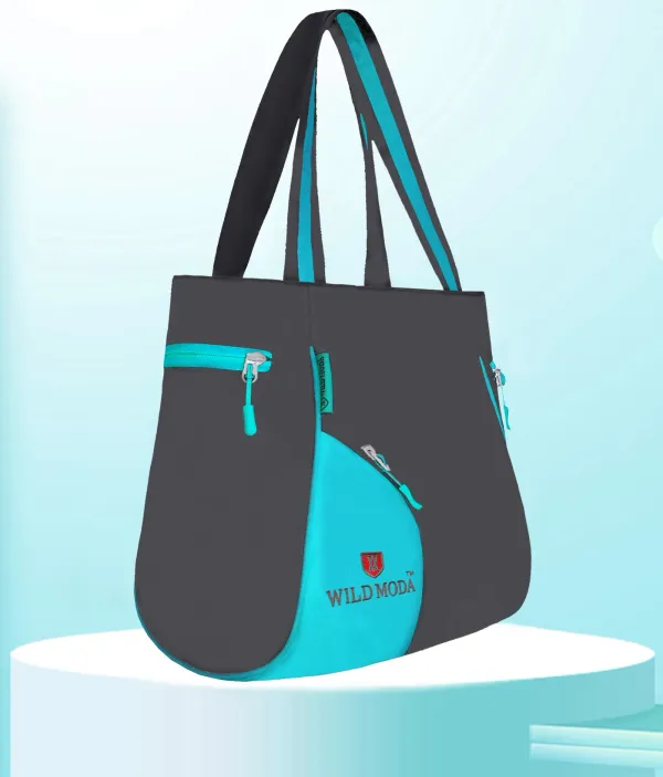 Blue_&_Grey_Polyester_Solid_Zip_Closure_Tote_For_Women_(39_X_32_Cm)