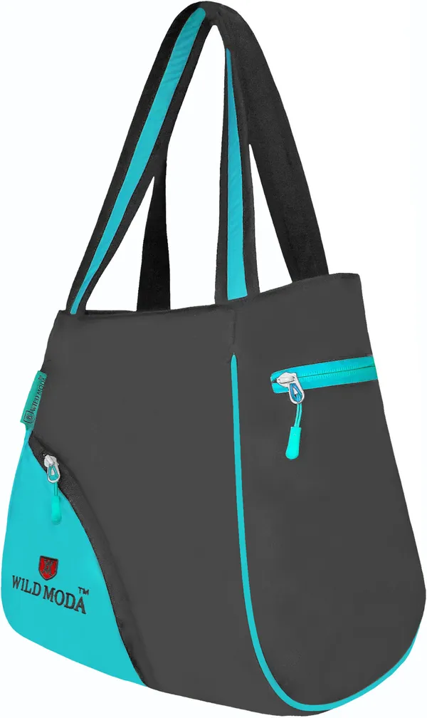 Blue_&_Grey_Polyester_Solid_Zip_Closure_Tote_For_Women_(39_X_32_Cm)