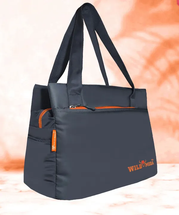 Grey_&_Orange_Polyester_Color_Blocked_Zip_Closure_Shoulder_Bag_For_Women_(27_X_35_Cm)