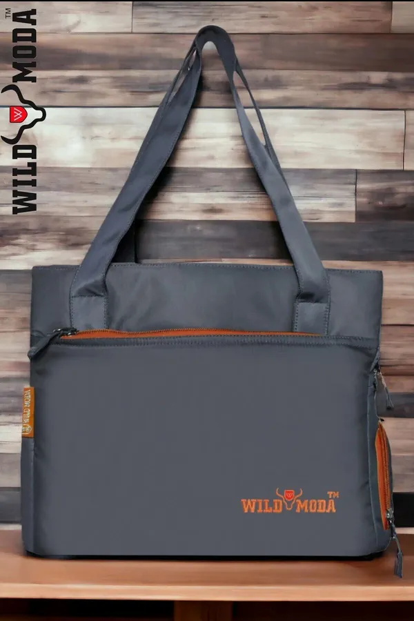 Grey_&_Orange_Polyester_Color_Blocked_Zip_Closure_Shoulder_Bag_For_Women_(27_X_35_Cm)