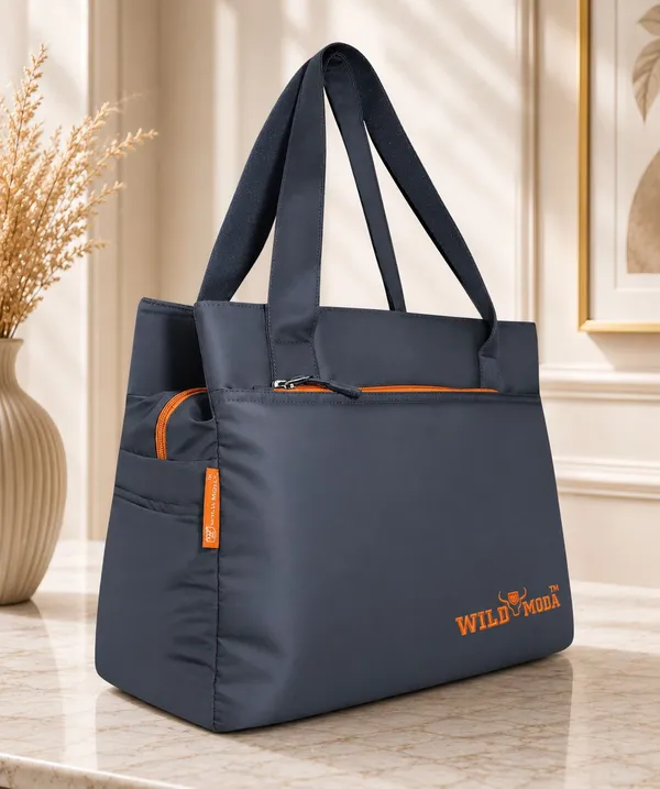 Grey_&_Orange_Polyester_Color_Blocked_Zip_Closure_Shoulder_Bag_For_Women_(27_X_35_Cm)