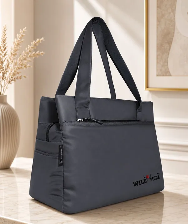Black_&_Grey_Polyester_Solid_Zip_Closure_Shoulder_Bag_For_Women_(27_X_35_Cm)
