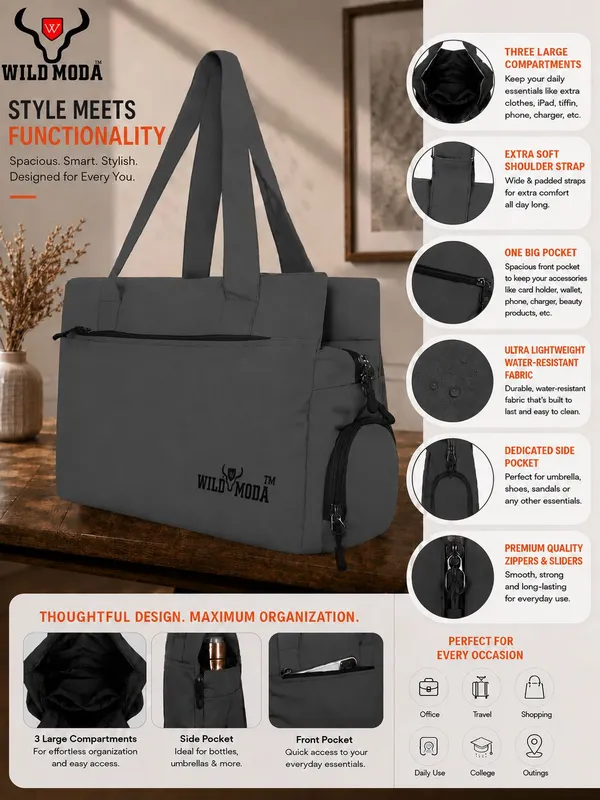 Black_&_Grey_Polyester_Solid_Zip_Closure_Shoulder_Bag_For_Women_(27_X_35_Cm)