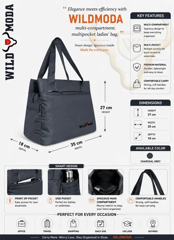 Black_&_Grey_Polyester_Solid_Zip_Closure_Shoulder_Bag_For_Women_(27_X_35_Cm)