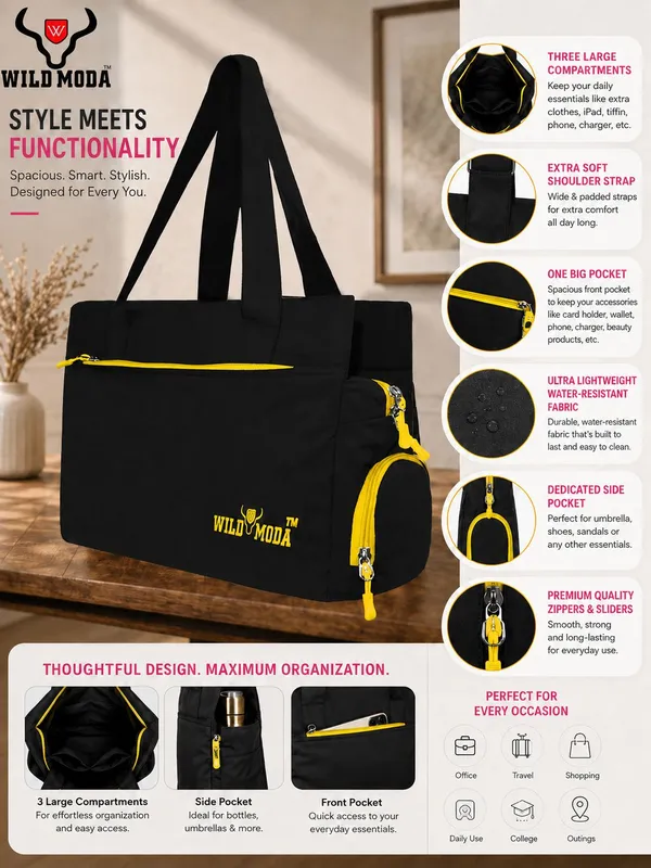 Black_&_Yellow_Polyester_Color_Blocked_Zip_Closure_Shoulder_Bag_For_Women_(27_X_35_Cm)