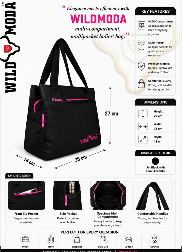 Black_&_Pink_Polyester_Solid_Zip_Closure_Shoulder_Bag_For_Women_(27_X_35_Cm)