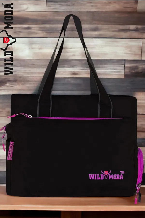 Black_&_Pink_Polyester_Solid_Zip_Closure_Shoulder_Bag_For_Women_(27_X_35_Cm)