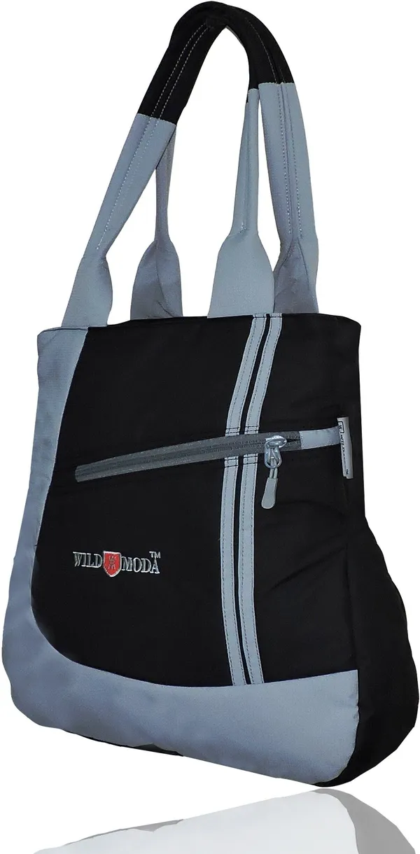 Black_&_Grey_Polyester_Solid_Zip_Closure_Shoulder_Bag_For_Women_(41_X_36_Cm)