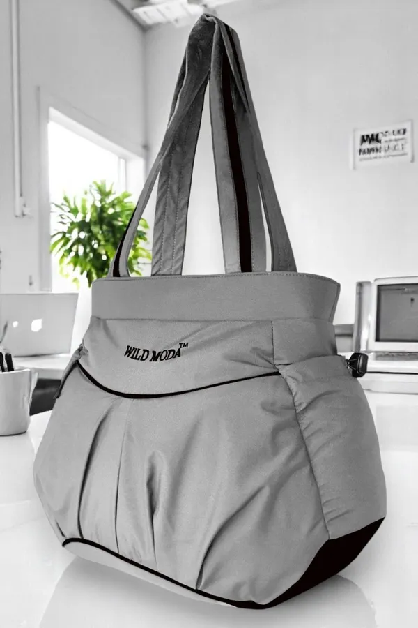 Silver_Polyester_Solid_Zip_Closure_Shoulder_Bag_For_Women_(28_X_34_Cm)