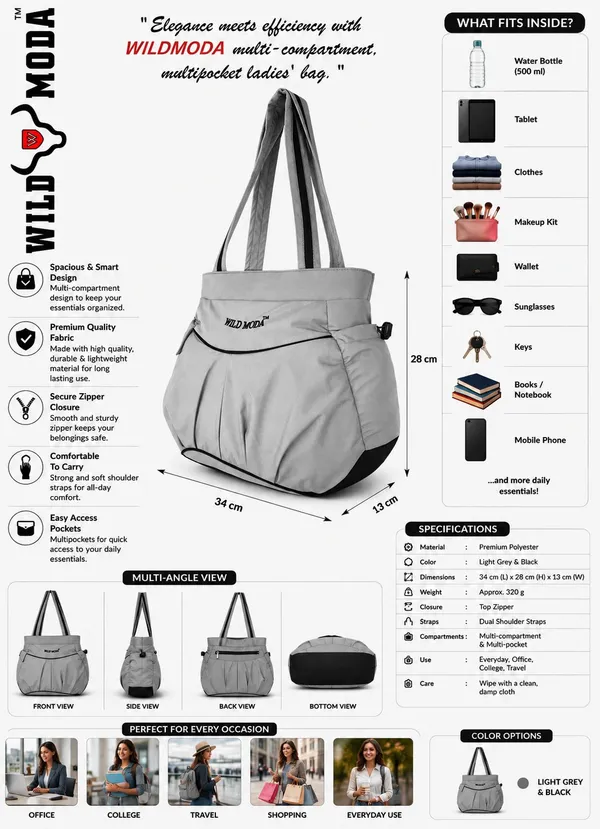 Silver_Polyester_Solid_Zip_Closure_Shoulder_Bag_For_Women_(28_X_34_Cm)