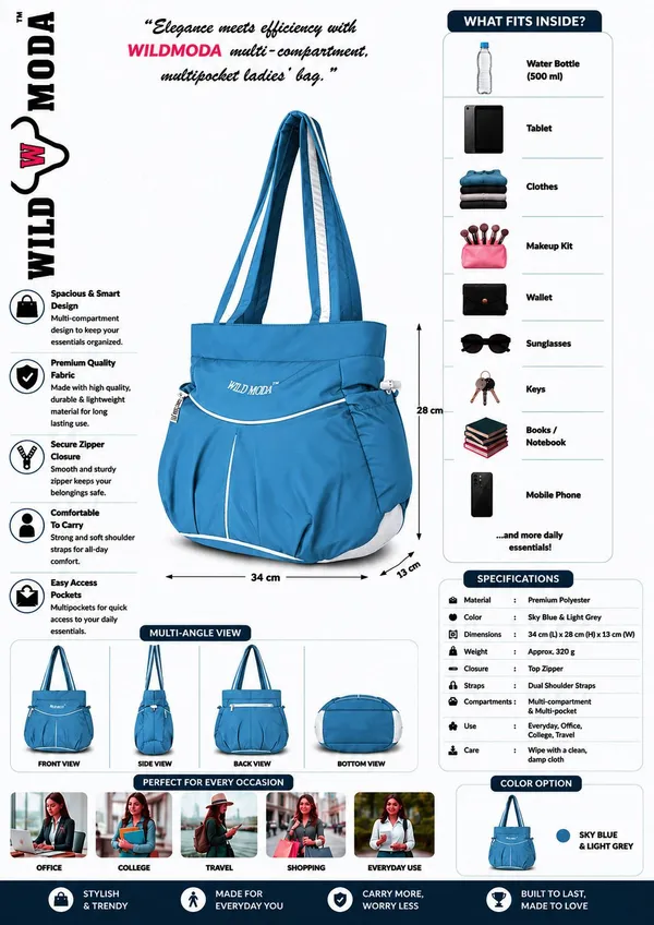Blue_&_Grey_Polyester_Solid_Zip_Closure_Shoulder_Bag_For_Women_(28_X_34_Cm)