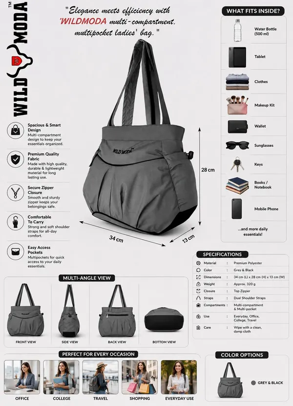 Grey_Polyester_Solid_Zip_Closure_Shoulder_Bag_For_Women_(28_X_34_Cm)