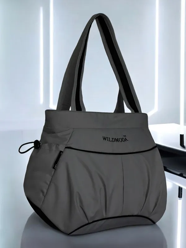 Grey_Polyester_Solid_Zip_Closure_Shoulder_Bag_For_Women_(28_X_34_Cm)