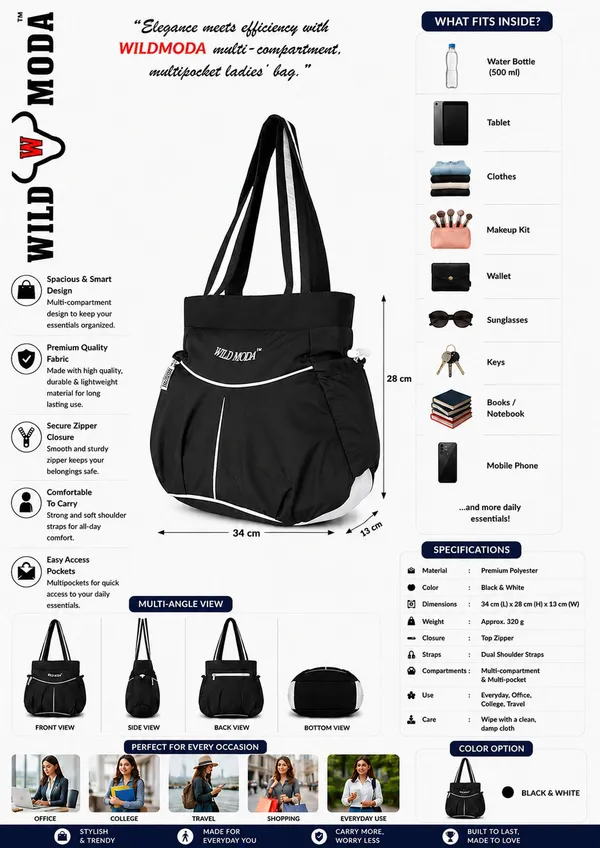 Black_Polyester_Solid_Zip_Closure_Shoulder_Bag_For_Women_(28_X_34_Cm)