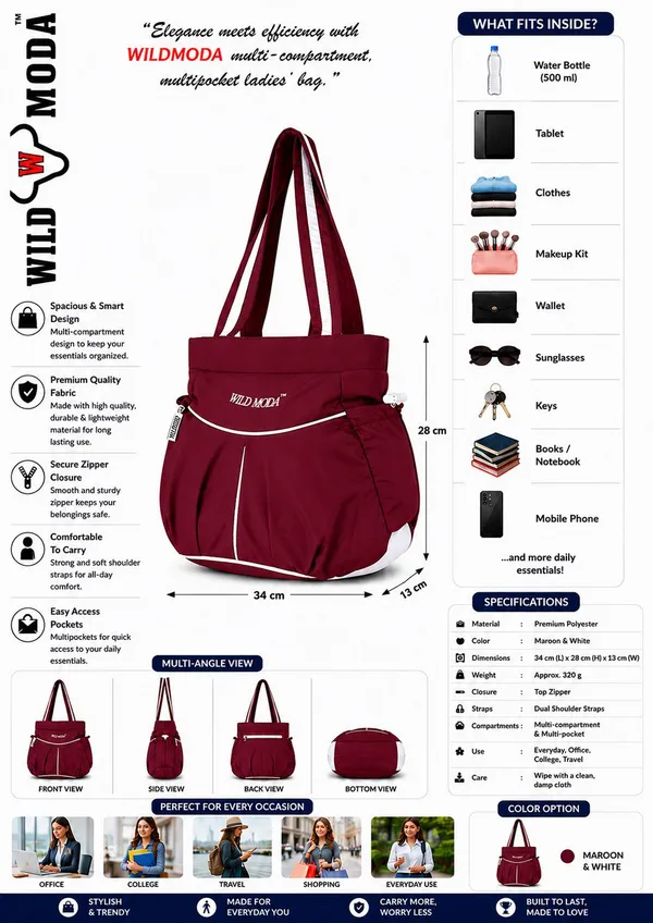 Maroon_Polyester_Solid_Zip_Closure_Shoulder_Bag_For_Women_(28_X_34_Cm)