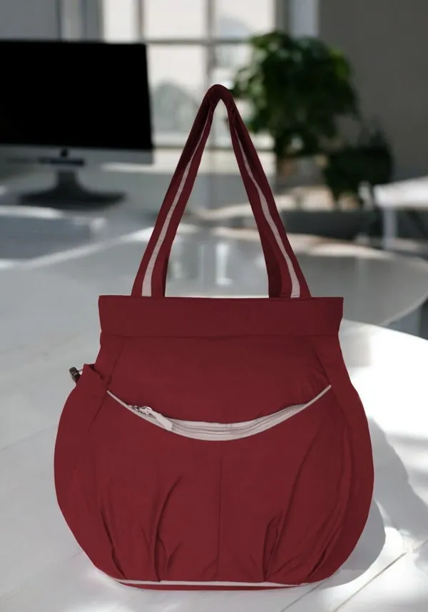Maroon_Polyester_Solid_Zip_Closure_Shoulder_Bag_For_Women_(28_X_34_Cm)