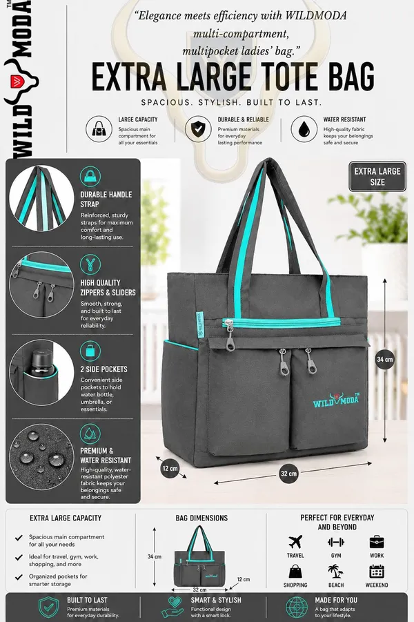 Grey_&_Blue_Polyester_Solid_Zip_Closure_Shoulder_Bag_For_Women_(34_X_32_Cm)
