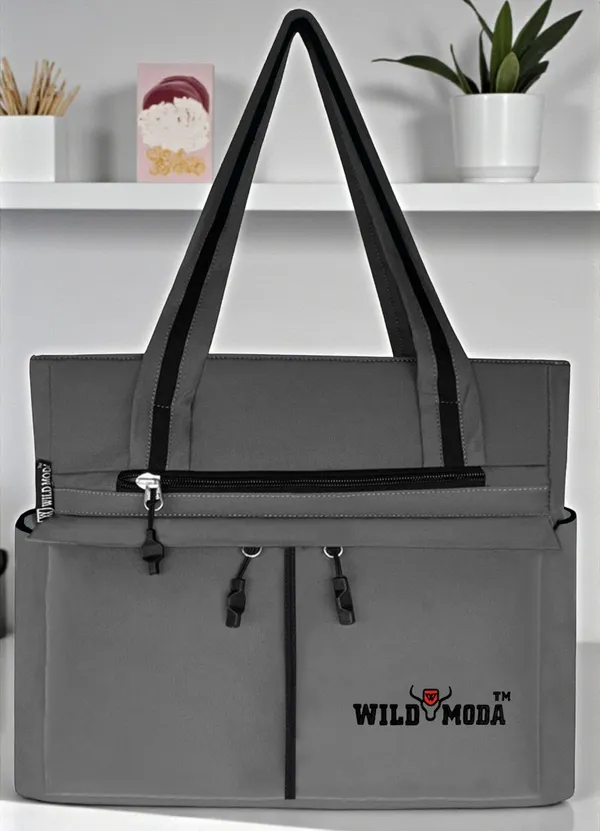 Grey_&_Black_Polyester_Solid_Zip_Closure_Shoulder_Bag_For_Women_(34_X_32_Cm)