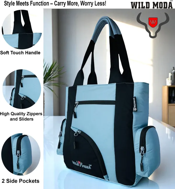 Grey_&_Black_Polyester_Solid_Zip_Closure_Shoulder_Bag_For_Women_(39_X_32_Cm)